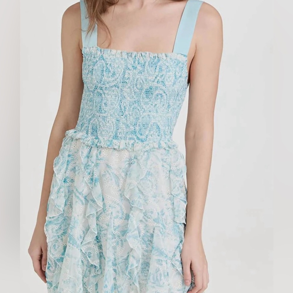 Alice + Olivia Jocelyn Blue/White Ruffle Dress in 2